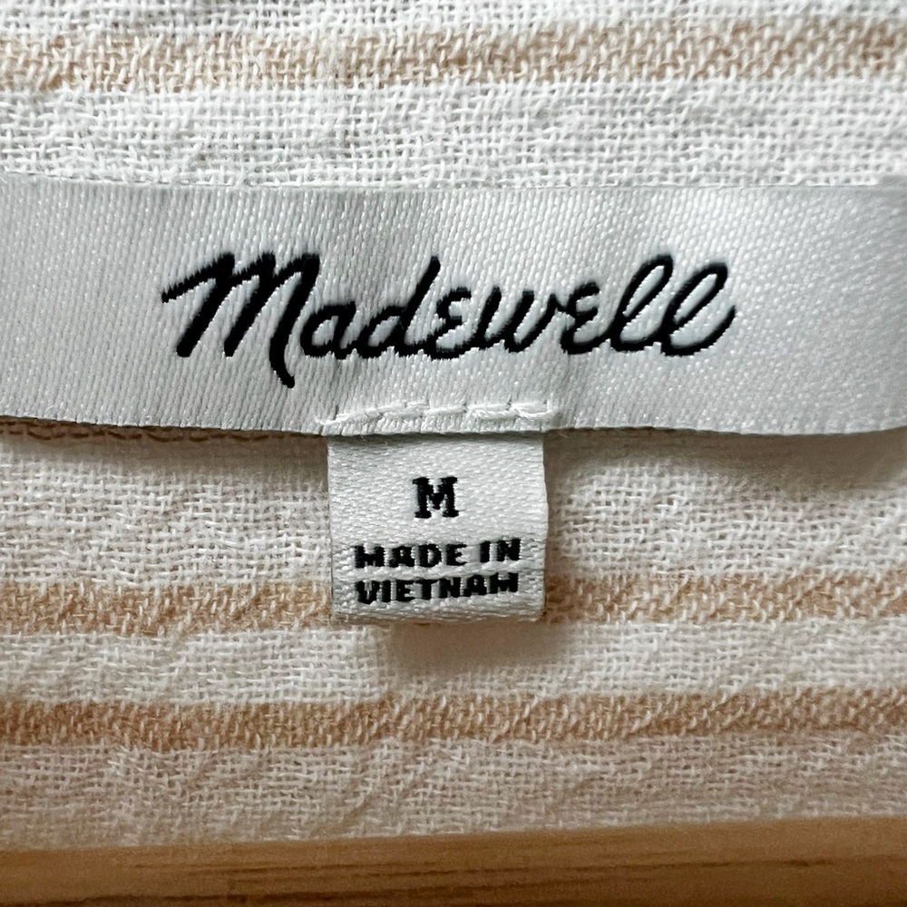 Madewell Gauze Popover Shirt Drop-Shoulder M White Mix Stripe Earthen Flowy - Picture 9 of 10